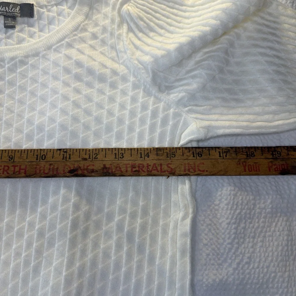 Marled Cream Short Sleeve sweater polyester size small
